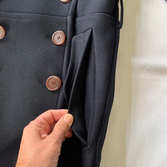 CHLOE Iconic Navy wool Ruffle Front Double Breasted Trench Coat - Picture 13 of 16